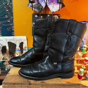 Vintage Women’s Justin Boots Size 7.5 Black Leather Cowboy Cowgirl Boots